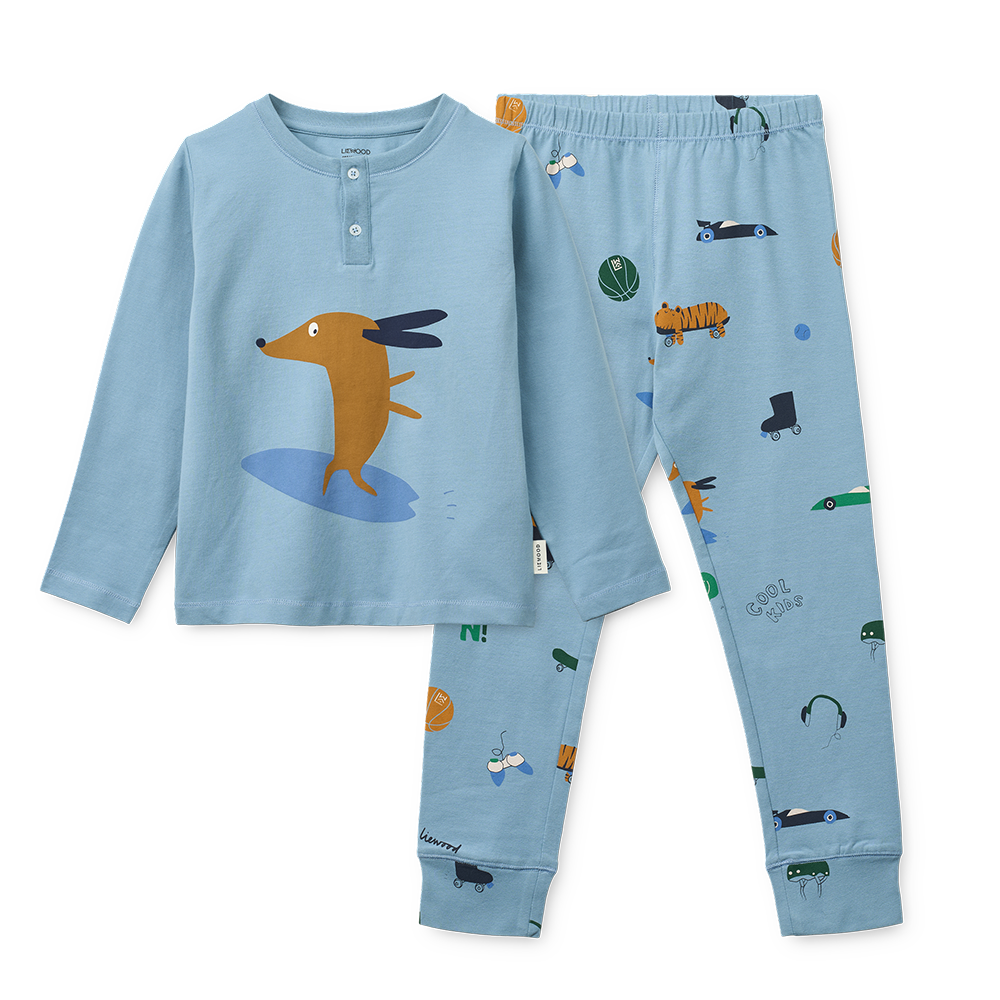 Pyjama Liewood 'Wilhelm' Dog/Fun/Beach Blue/Mix
