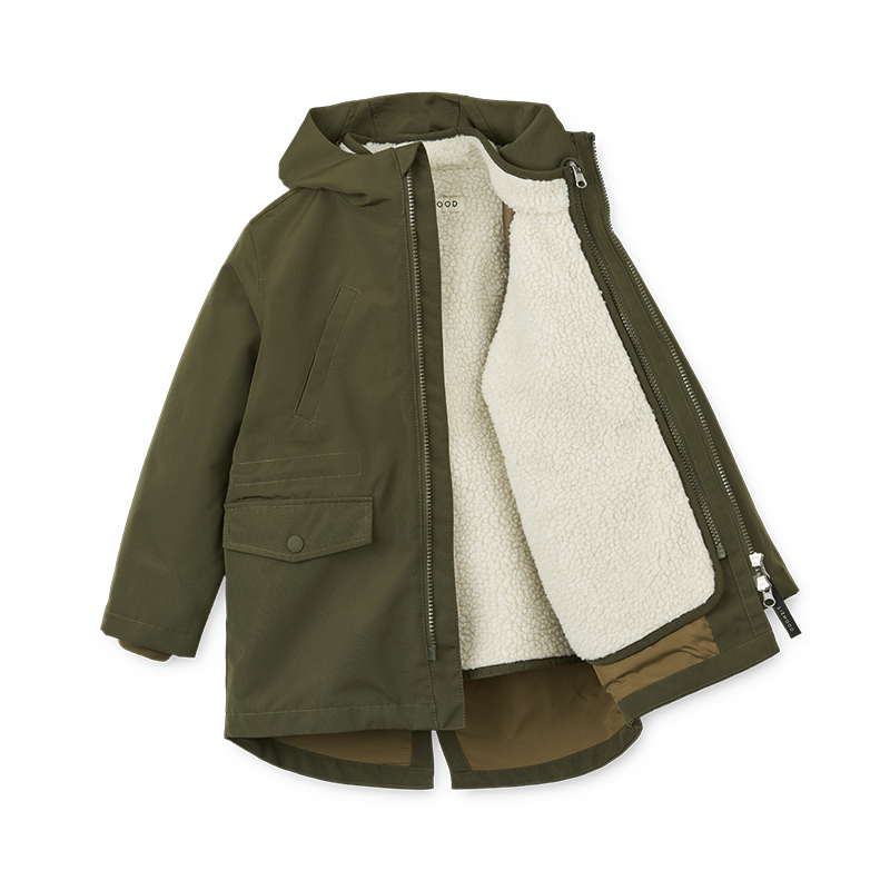 Liewood Wendbare Winterjacke 'Timber' Army Brown Multi Mix - Online MY SNOWFLAKE
