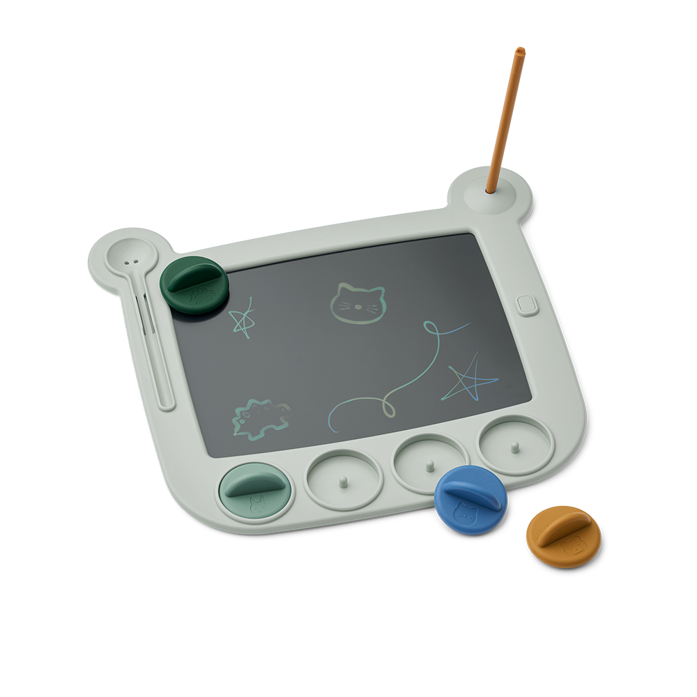 Tablette de dessin LCD magique Liewood avec tampons « Venzora » Dove Blue Multi Mix