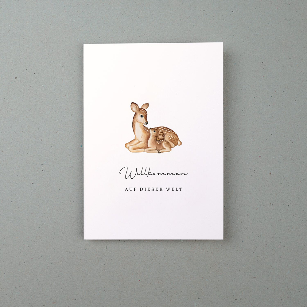 Liljendal Greeting Card Birth & Baby 'Welcome to the World' Deer