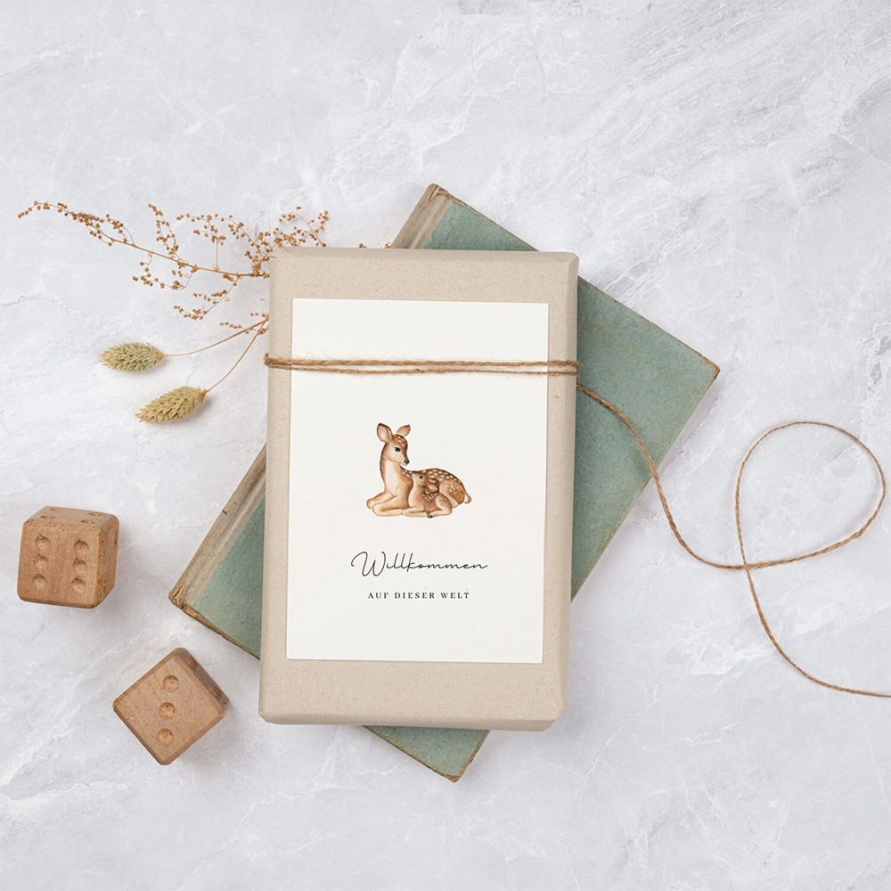 Liljendal Greeting Card Birth & Baby 'Welcome to the World' Deer
