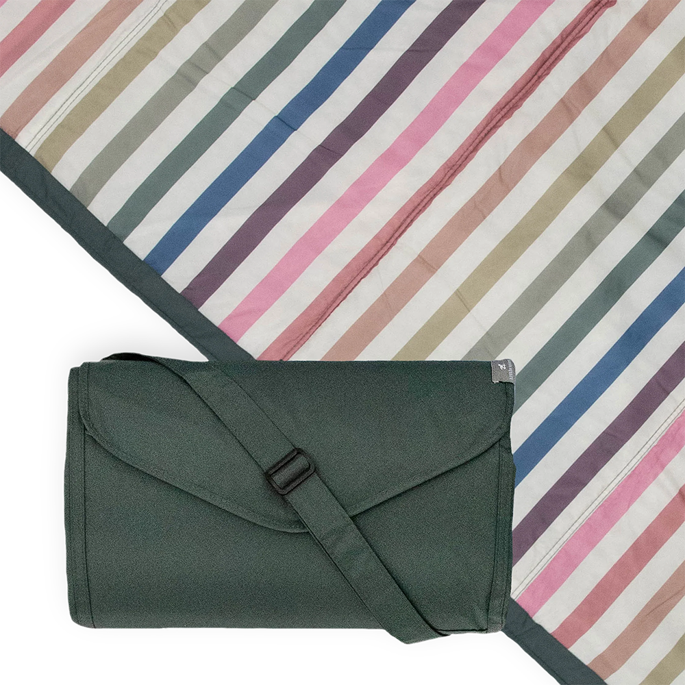 Little Unicorn Couverture de pique-nique grande « Rugby Stripe » Chroma