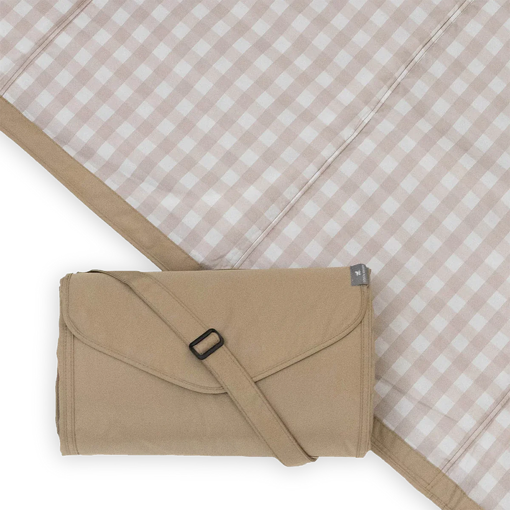 Little Unicorn Couverture de pique-nique « Buffalo Check » beige