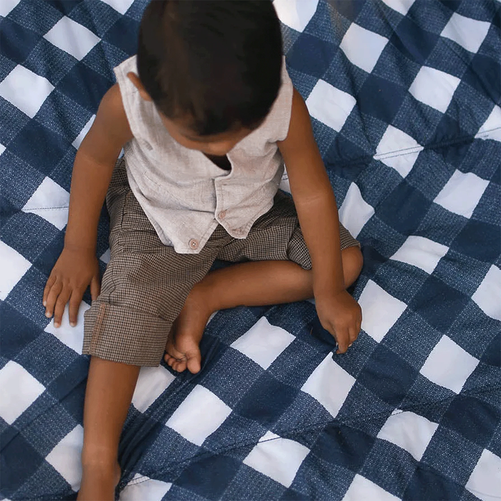 Little Unicorn  Picknickdecke  Navy Plaid - Online MY SNOWFLAKE