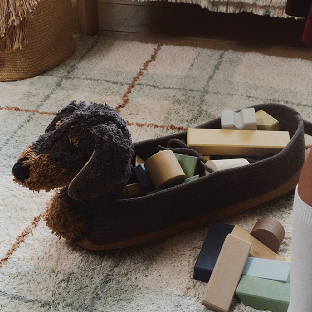 Lorena Canals Aufbewahrungskorb 'Dog Sparky' Dark Brown