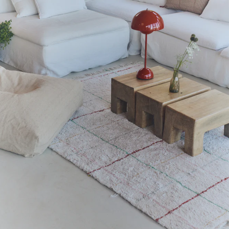 Lorena Canals waschbarer Baumwollteppich mit Streifen Natural