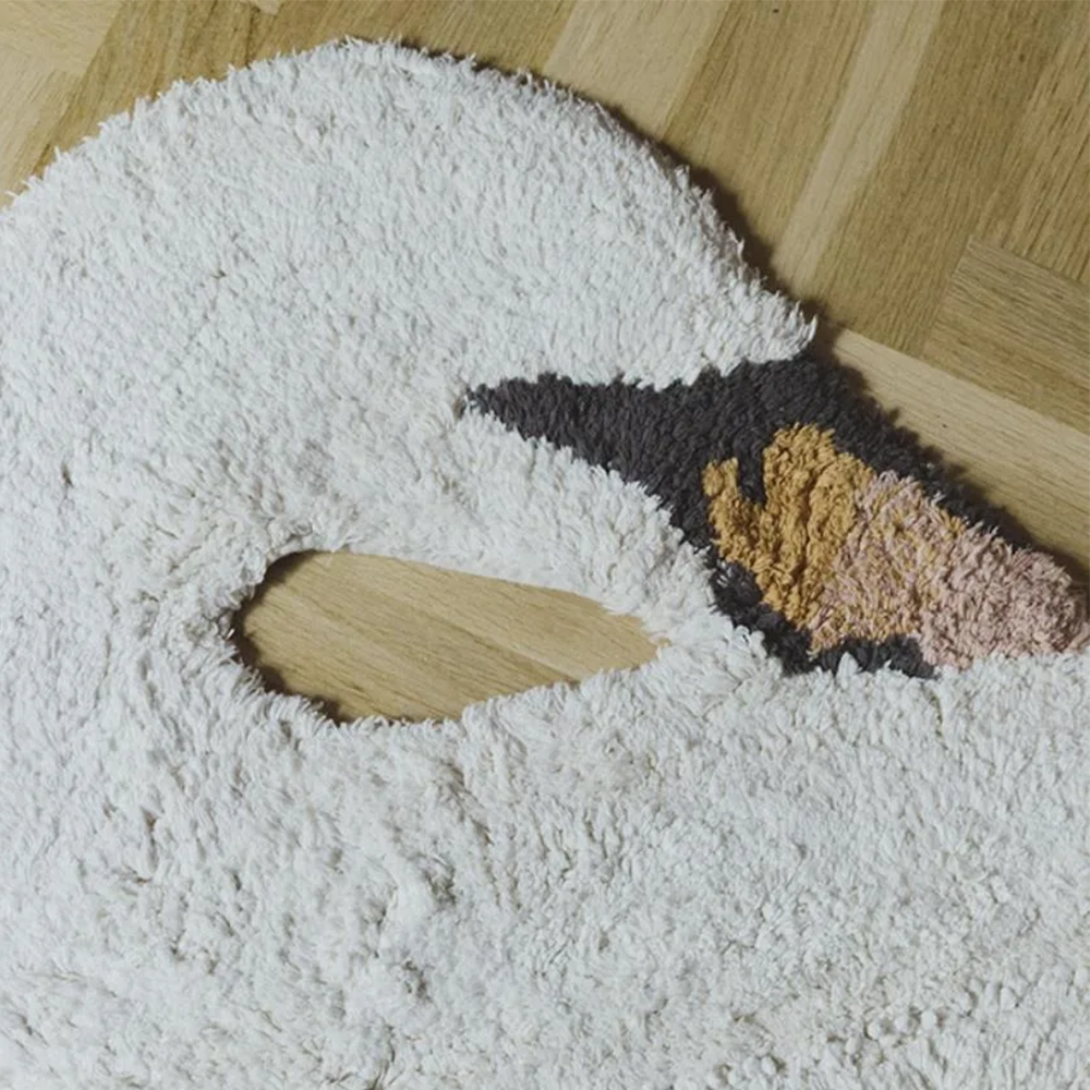 Tapis lavable en coton Lorena Canals « Swan » Ivoire