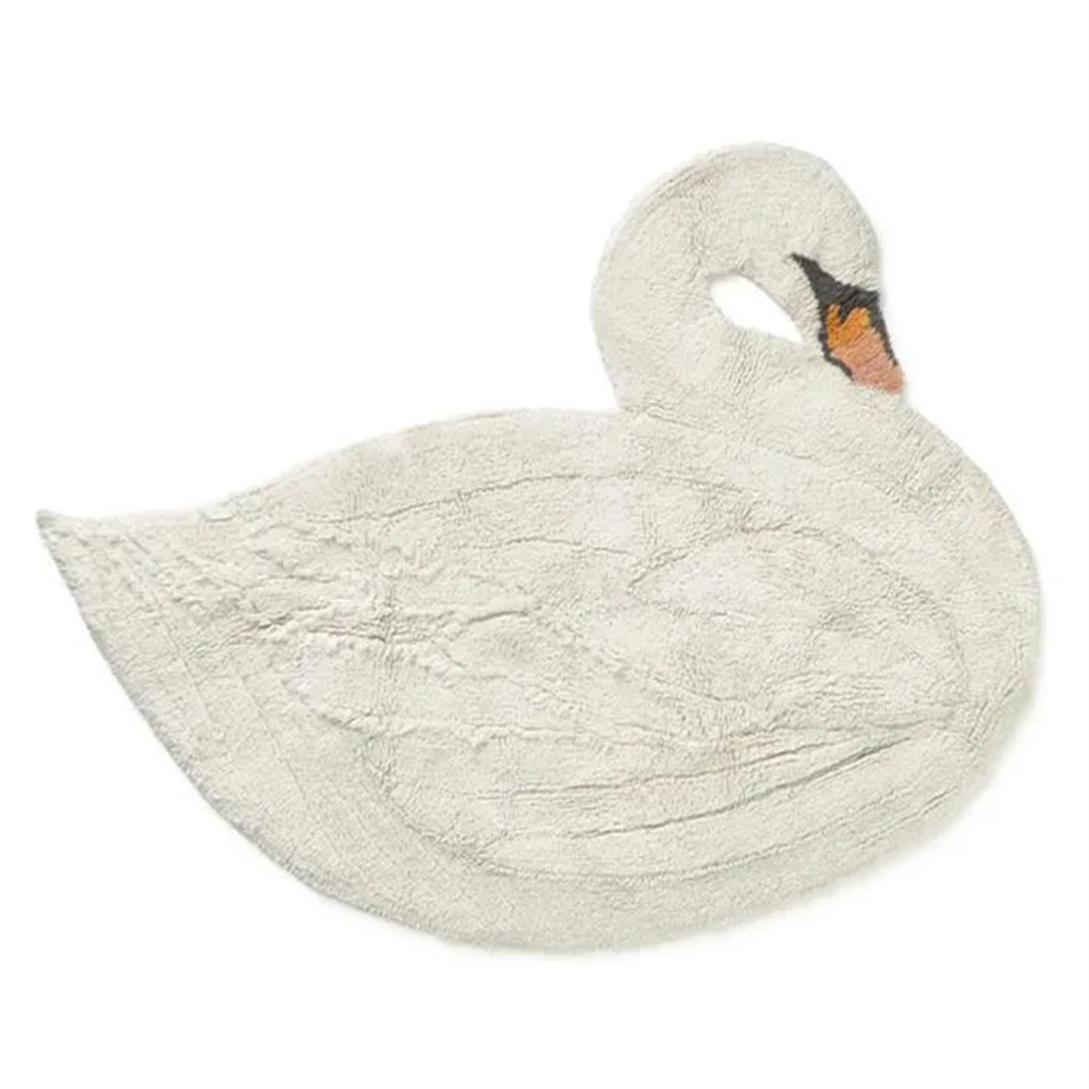 Tapis lavable en coton Lorena Canals « Swan » Ivoire