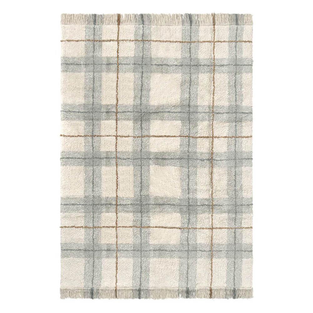 Lorena Canals waschbarer Baumwollteppich 'Tartan' Blue Sage