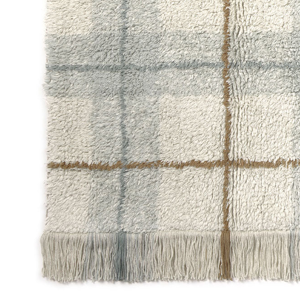 Lorena Canals waschbarer Baumwollteppich 'Tartan' Blue Sage