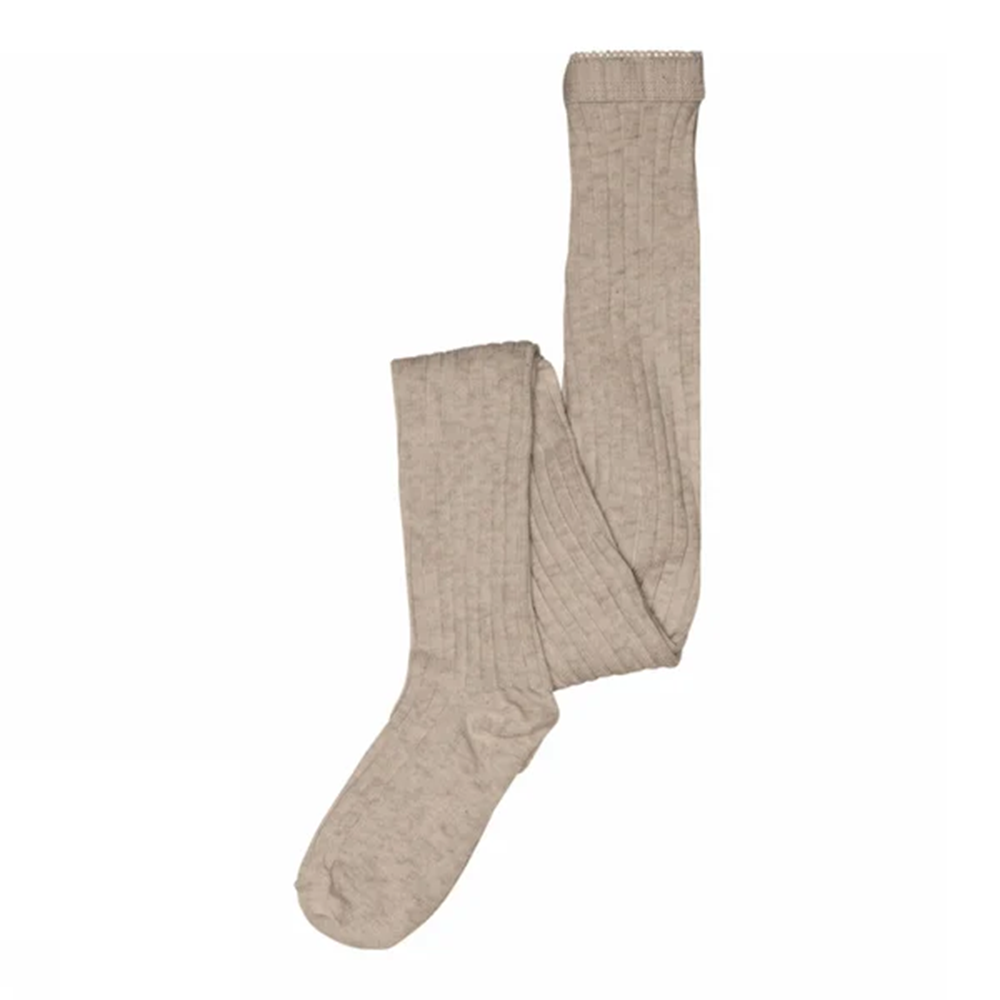 MP Denmark  Rippstrumpfhose aus Baumwolle Light Brown Melange - Online MY SNOWFLAKE