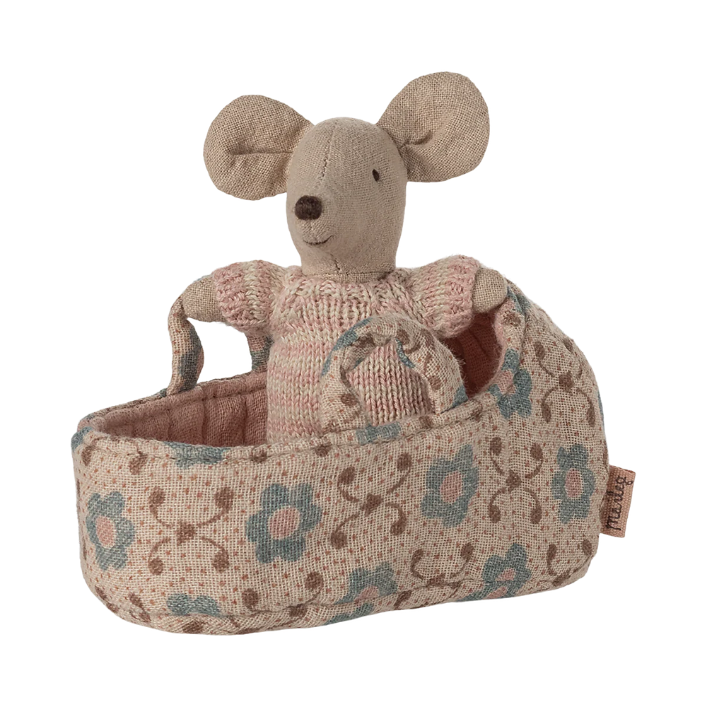 Maileg  Babymaus in Tragekorb Rose - Online MY SNOWFLAKE