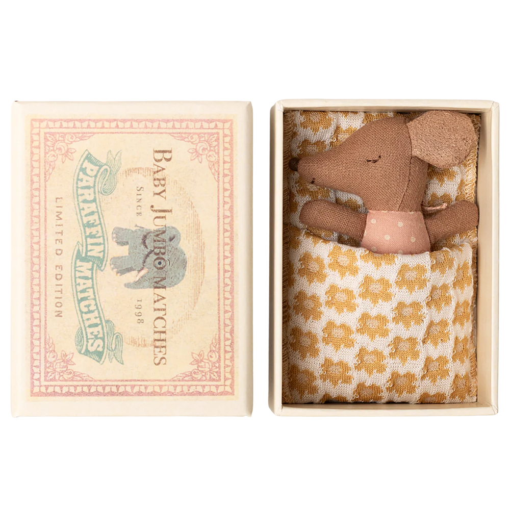 Maileg  Babymaus 'Sleepy Wakey' in Streichholzschachtel Rose