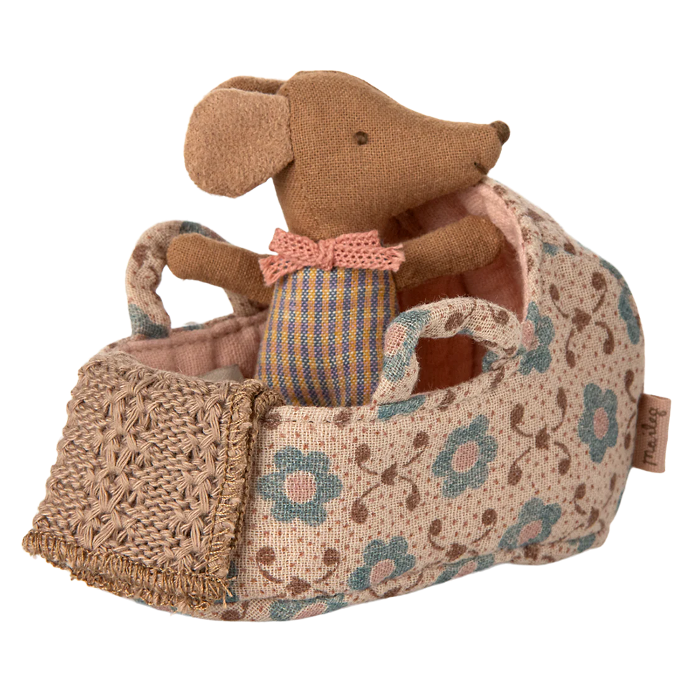 Maileg Panier de transport pour bébé souris Rose