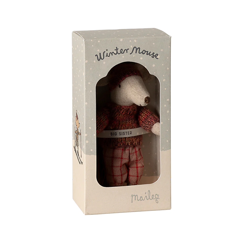 Maileg 'Souris des neiges avec skis' Grande soeur Rose