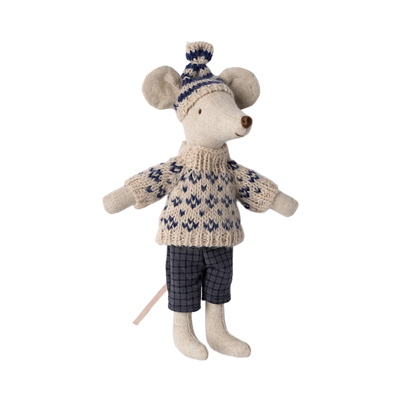 Maileg 'Wintermaus mit Ski' Papa Blue - Online MY SNOWFLAKE