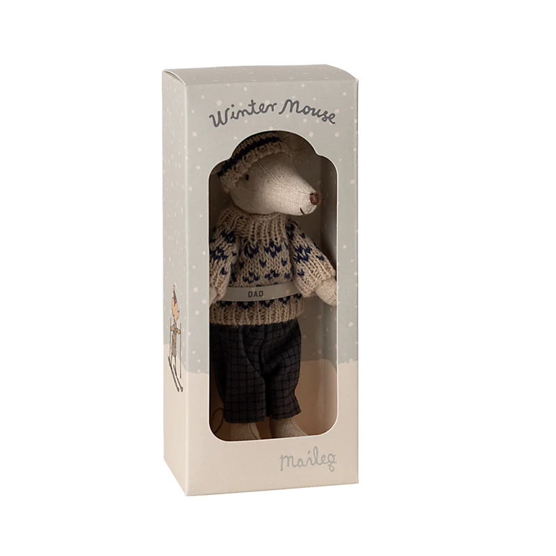 Maileg 'Wintermaus mit Ski' Papa Blue - Online MY SNOWFLAKE