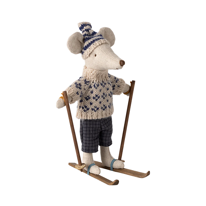 Maileg 'Wintermaus mit Ski' Papa Blue - Online MY SNOWFLAKE