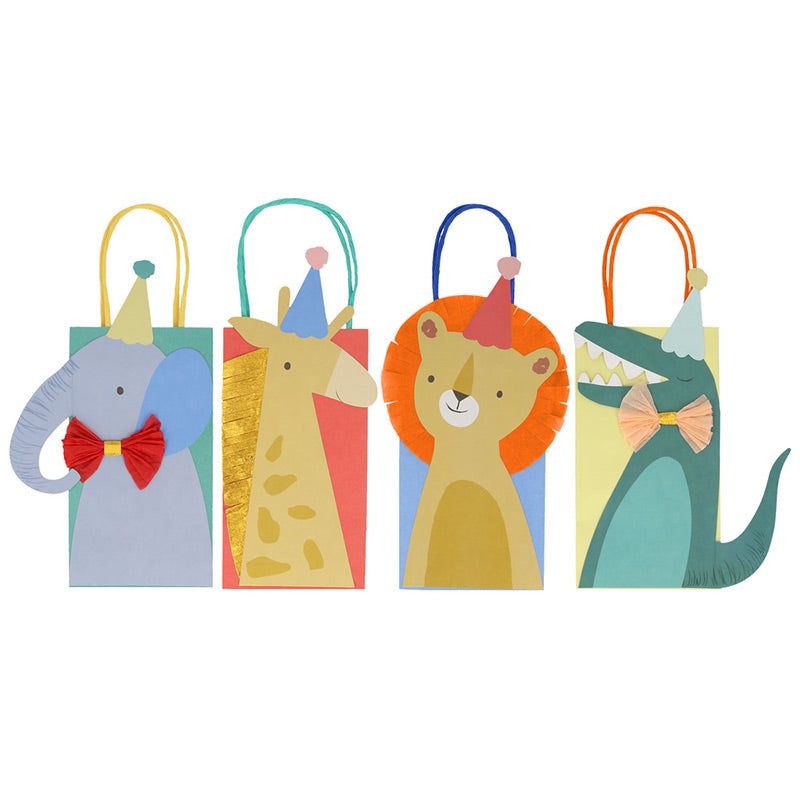 Meri Meri – Tolle bunte Party Papiertüten mit Tier-Details und süssen Verzierungen. Aus der Kollektion "Animal Parade"