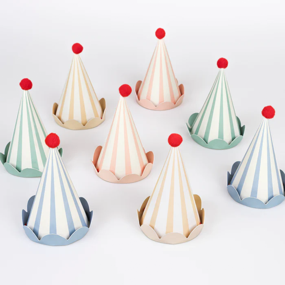 Meri Meri Party Hats 8-Piece Set Animal Friends