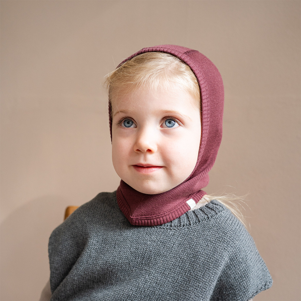 Minimalisma Balaclava aus Merinwolle 'Alephant' Bordeaux