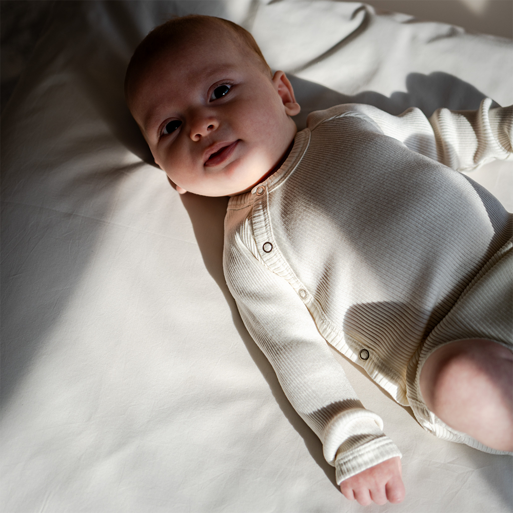 Minimalisma  Wickelbody Langarm aus Seide/Baumwolle 'Bibi' Cream