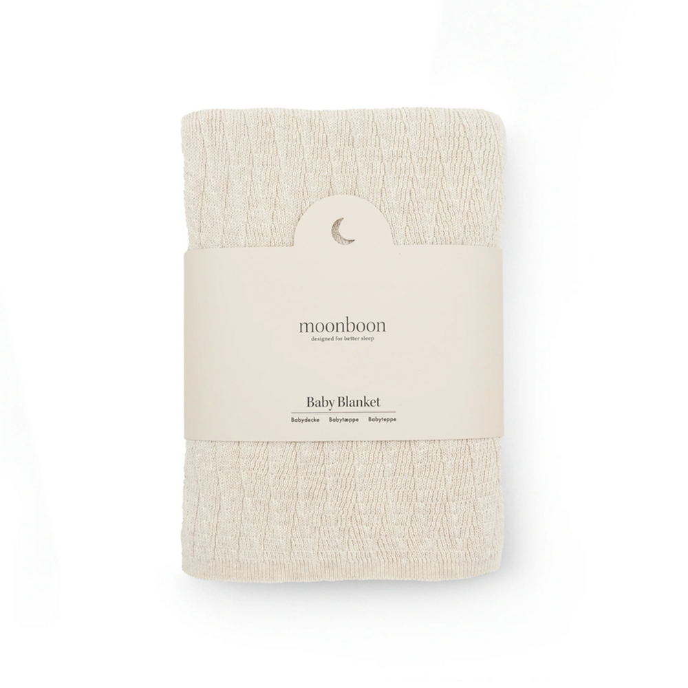 Moonboon Couverture tricotée pour bébé Nature