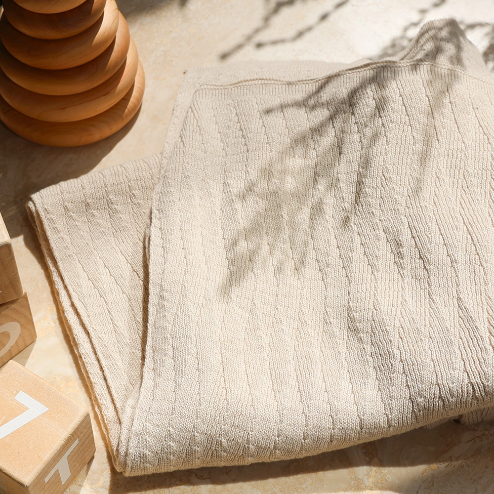 Moonboon Couverture tricotée pour bébé Nature