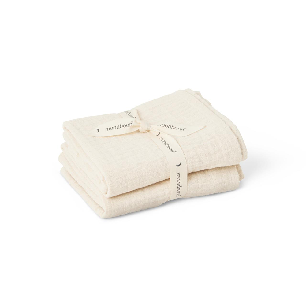 Moonboon Lot de 2 langes en mousseline 'Uni' Nature