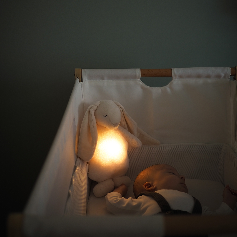 Moonie Kuscheltier Hase mit Licht 'Organic Humming Bunny' Sand