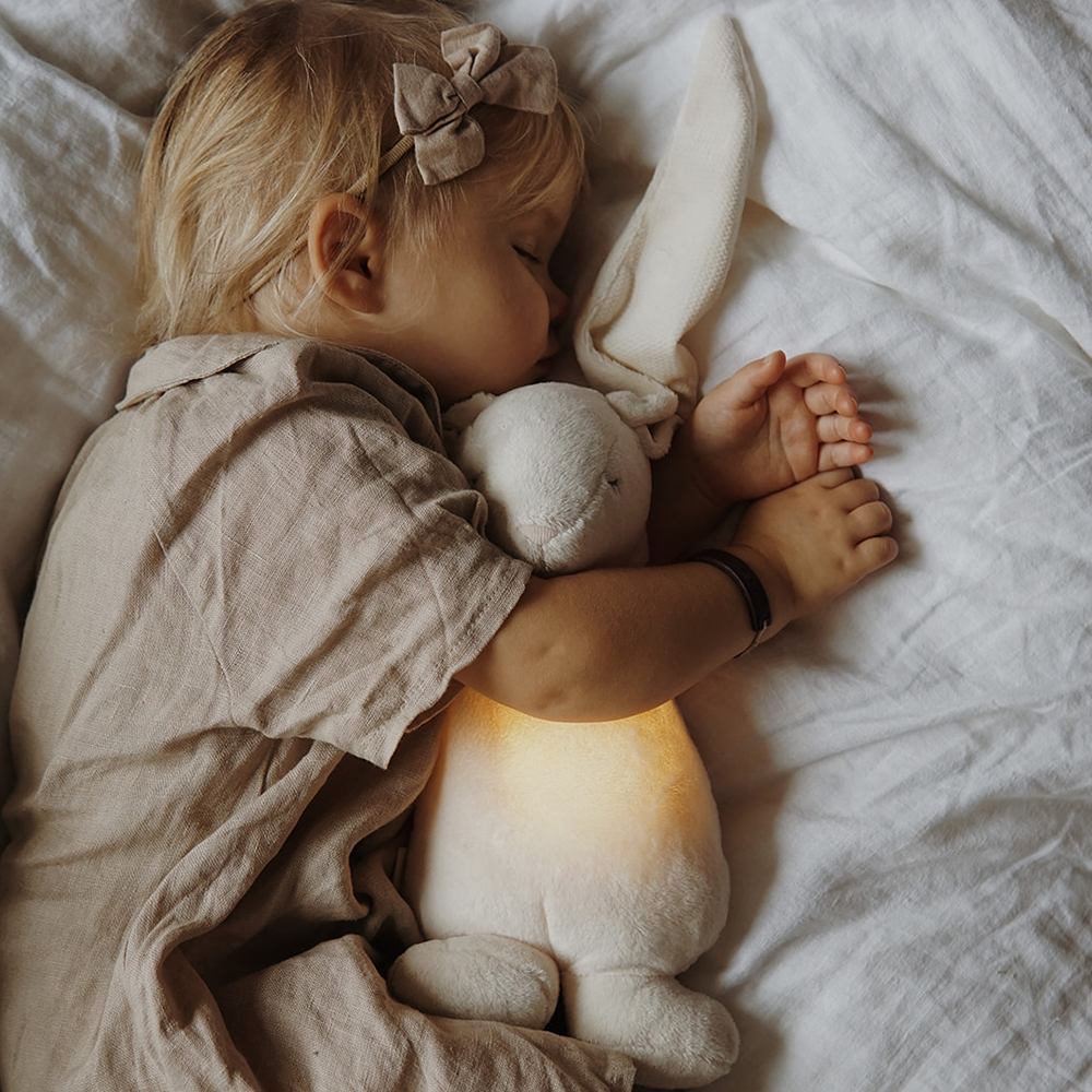 Moonie Kuscheltier Hase mit Licht 'Organic Humming Bunny' Sand