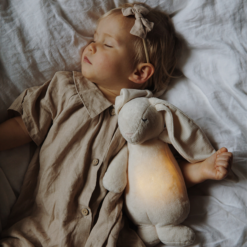 Moonie Kuscheltier Hase mit Licht 'Organic Humming Bunny' Sand