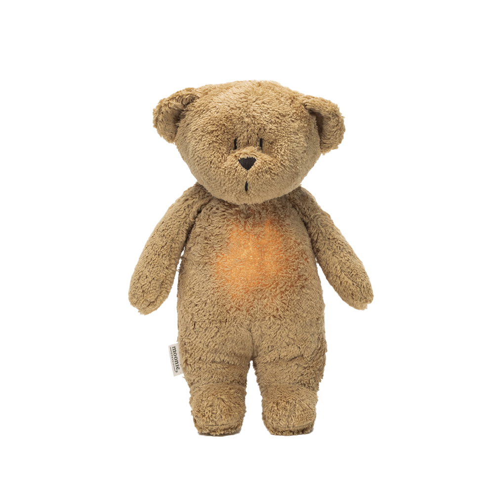Moonie Teddybär mit Licht 'Organic Humming Bear' Cappuccino - Online MY SNOWFLAKE