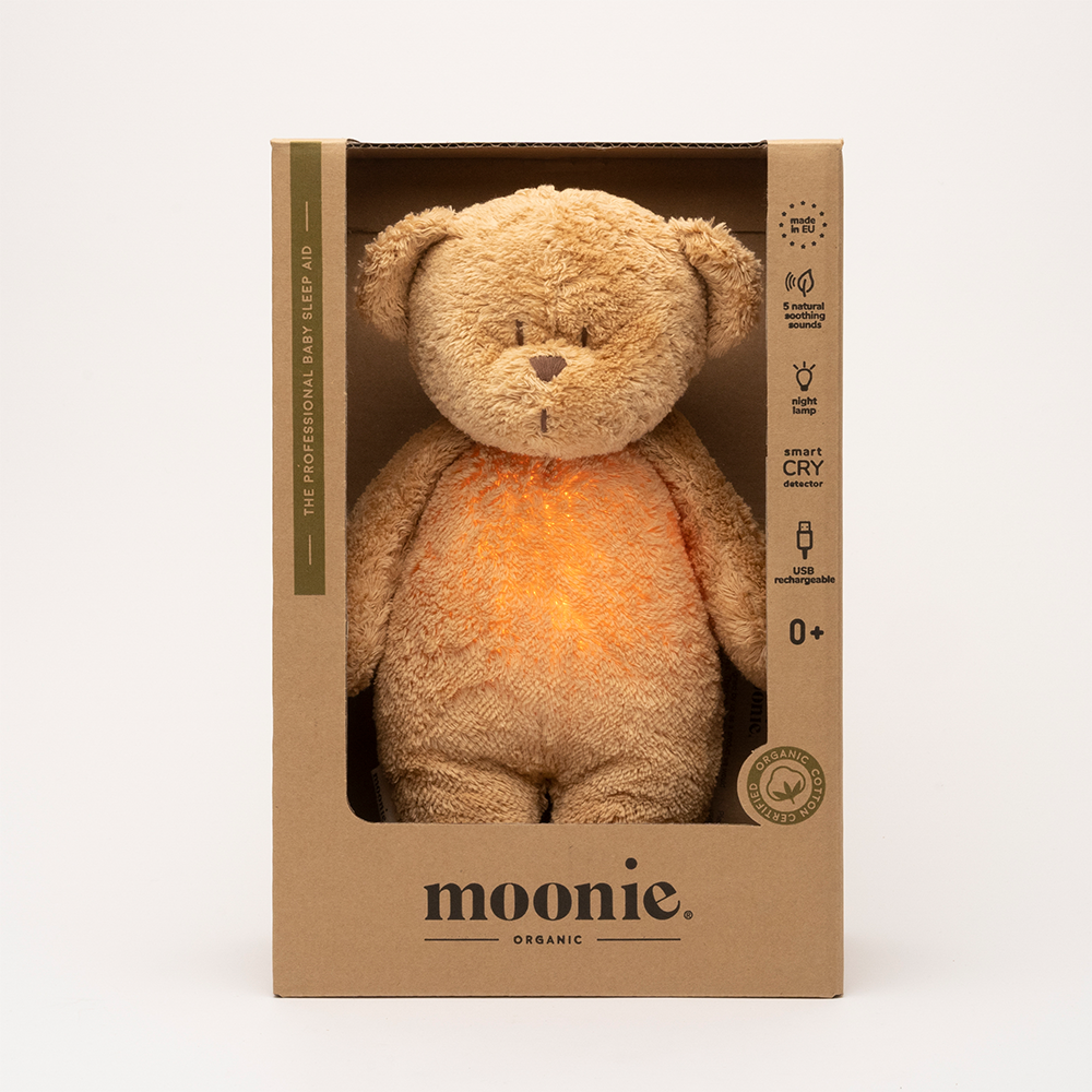 Moonie Teddybär mit Licht 'Organic Humming Bear' Cappuccino - Online MY SNOWFLAKE