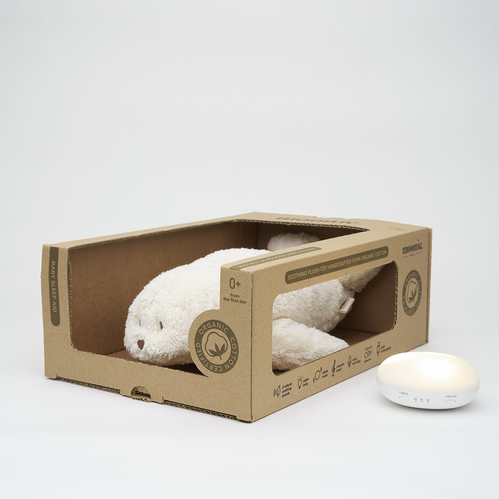 Moonie Kuscheltier Robbe mit Licht 'Organic Humming Seal' Polar - Online MY SNOWFLAKE