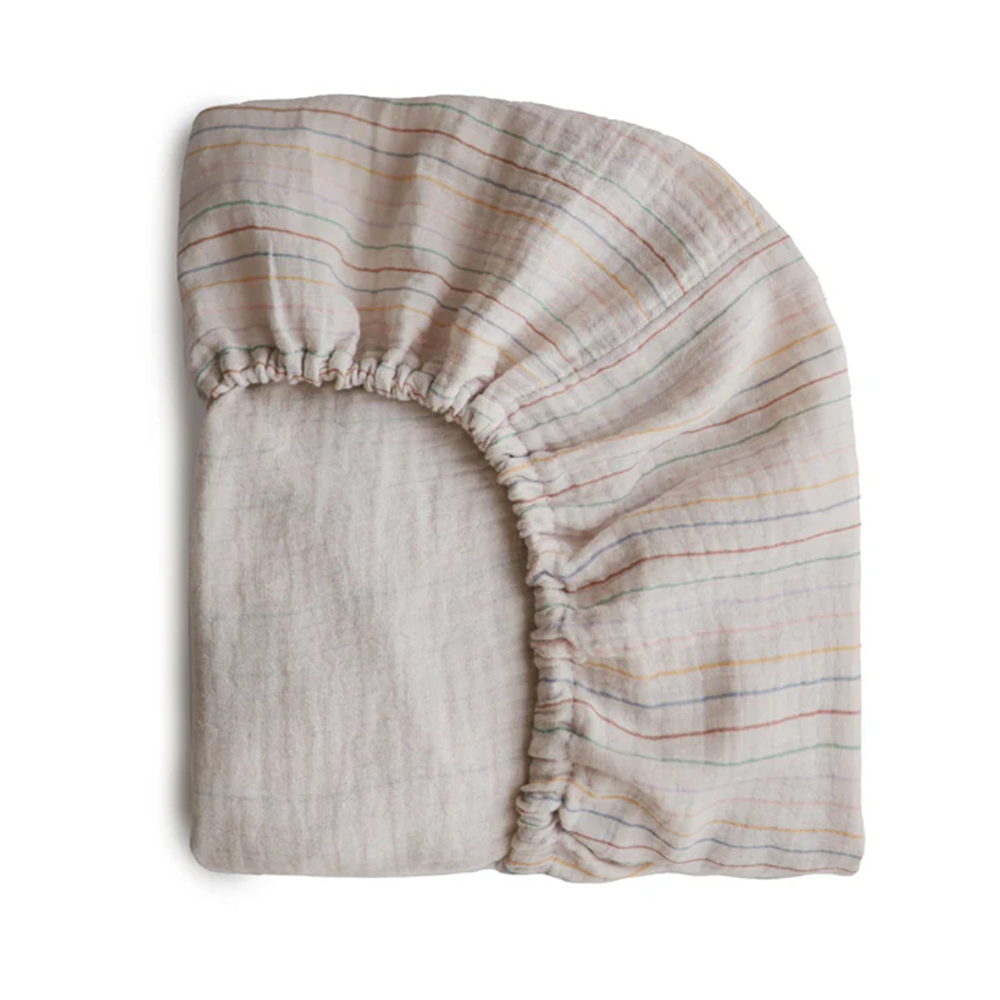 Mushie Baby Fixleintuch 60 x 100 cm Small Retro Stripes - Online MY SNOWFLAKE