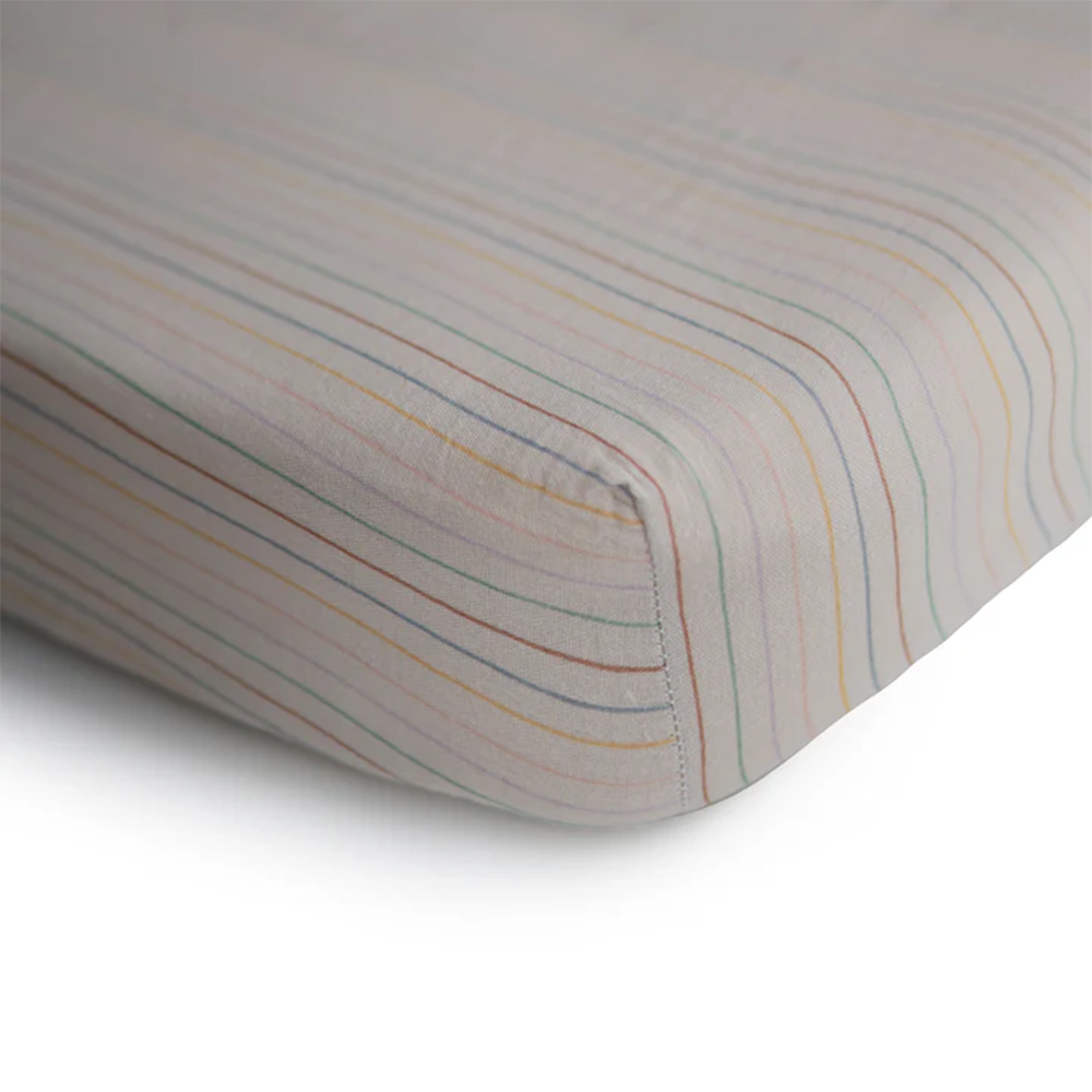 Mushie Baby Fixleintuch 60 x 100 cm Small Retro Stripes - Online MY SNOWFLAKE