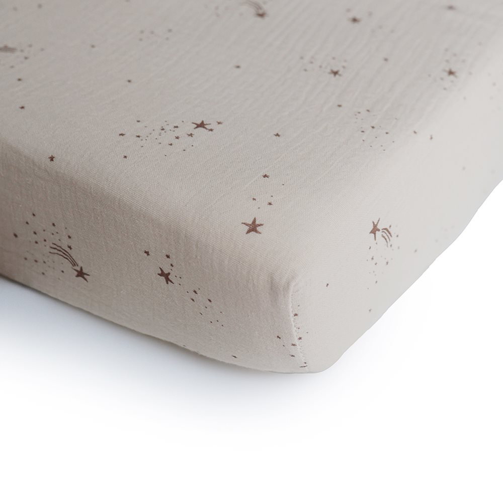 Mushie Fitted Crib Sheet 40 x 100 cm Falling Stars