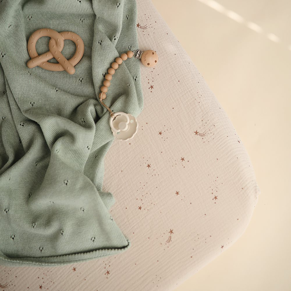 Mushie Fitted Crib Sheet 40 x 100 cm Falling Stars