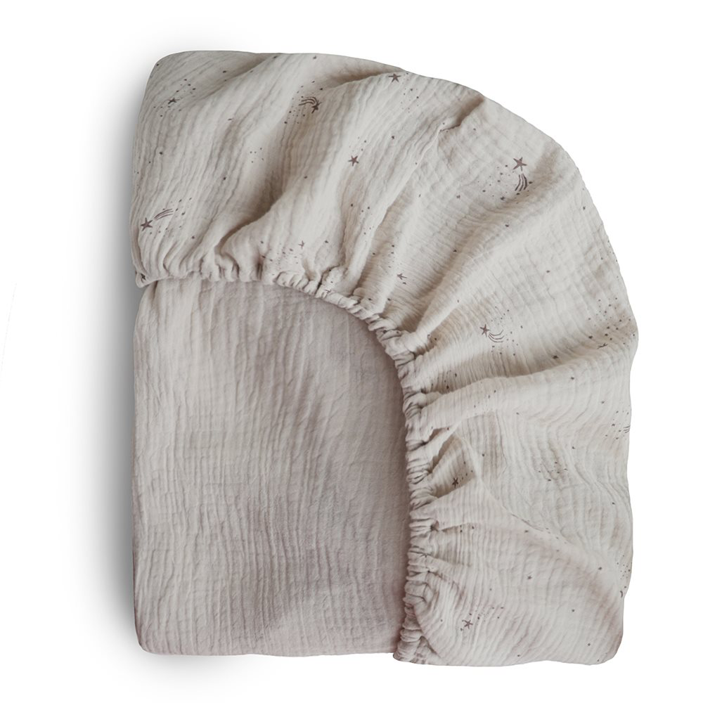 Mushie Fitted Crib Sheet 40 x 100 cm Falling Stars