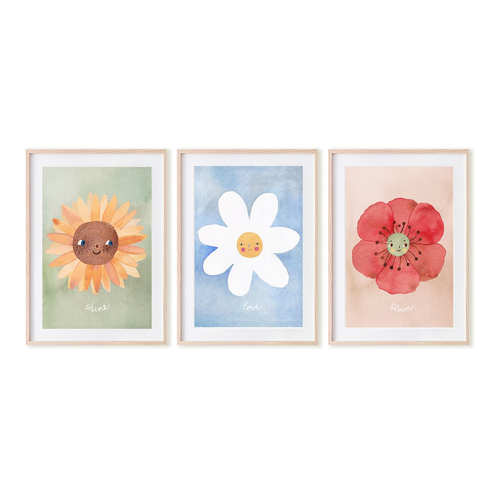 Mushie  Poster 3er-Set Floral