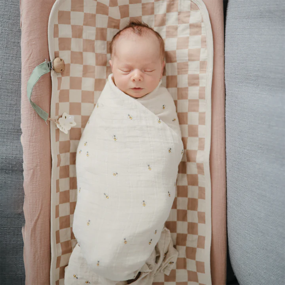 Mushie  Musselin Swaddle  Bees - Online MY SNOWFLAKE