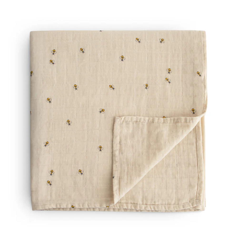 Mushie  Musselin Swaddle  Bees - Online MY SNOWFLAKE