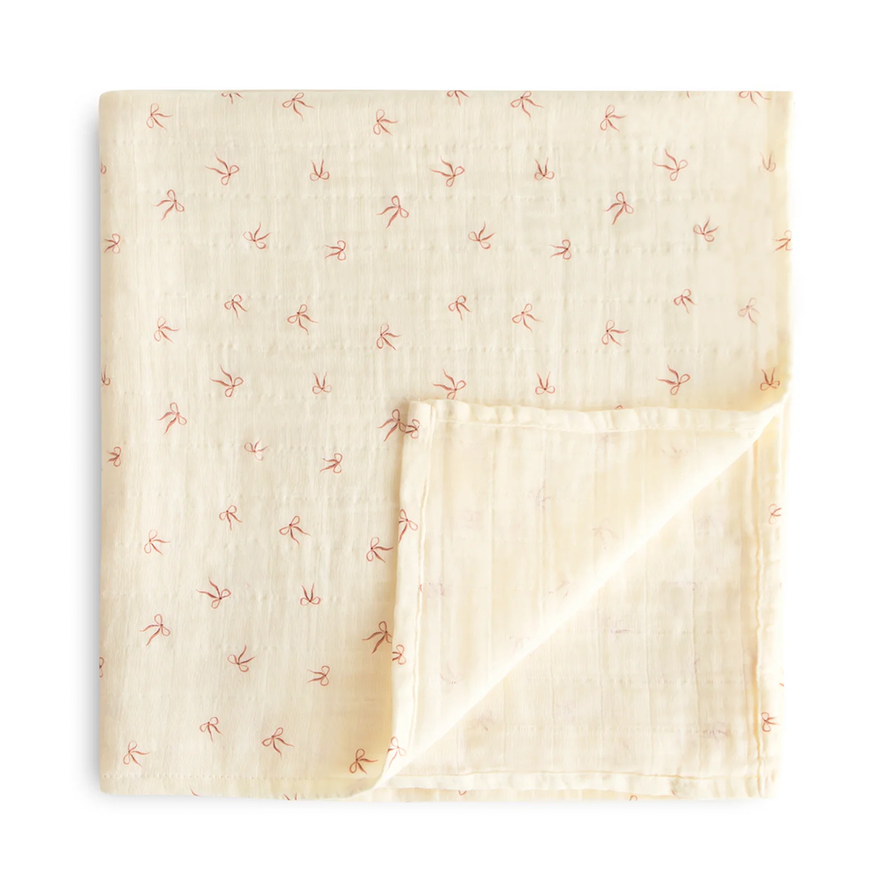 Mushie  Musselin Swaddle  Bows - Online MY SNOWFLAKE