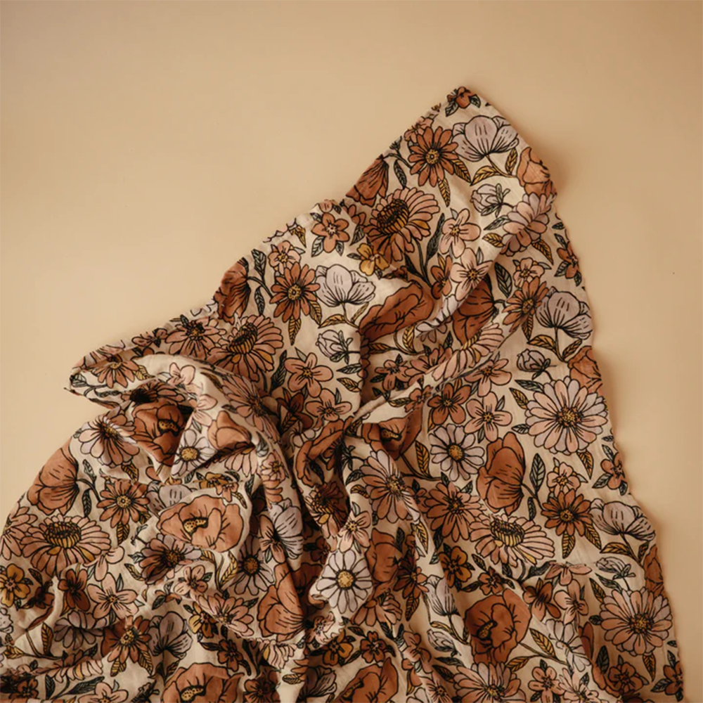 Mousseline Mushie Lange Retro Fleurs