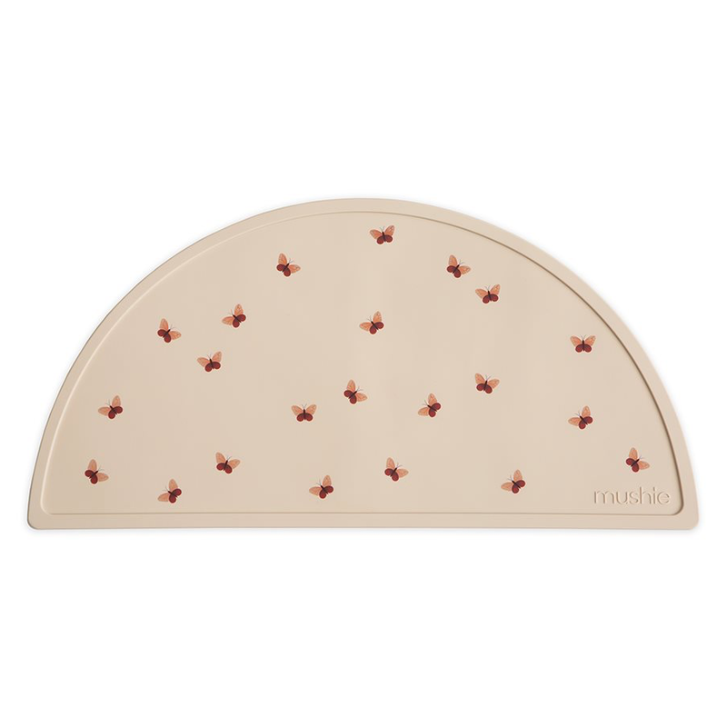Silikon Tischset in beige mit Schmetterlingen von Mushie
