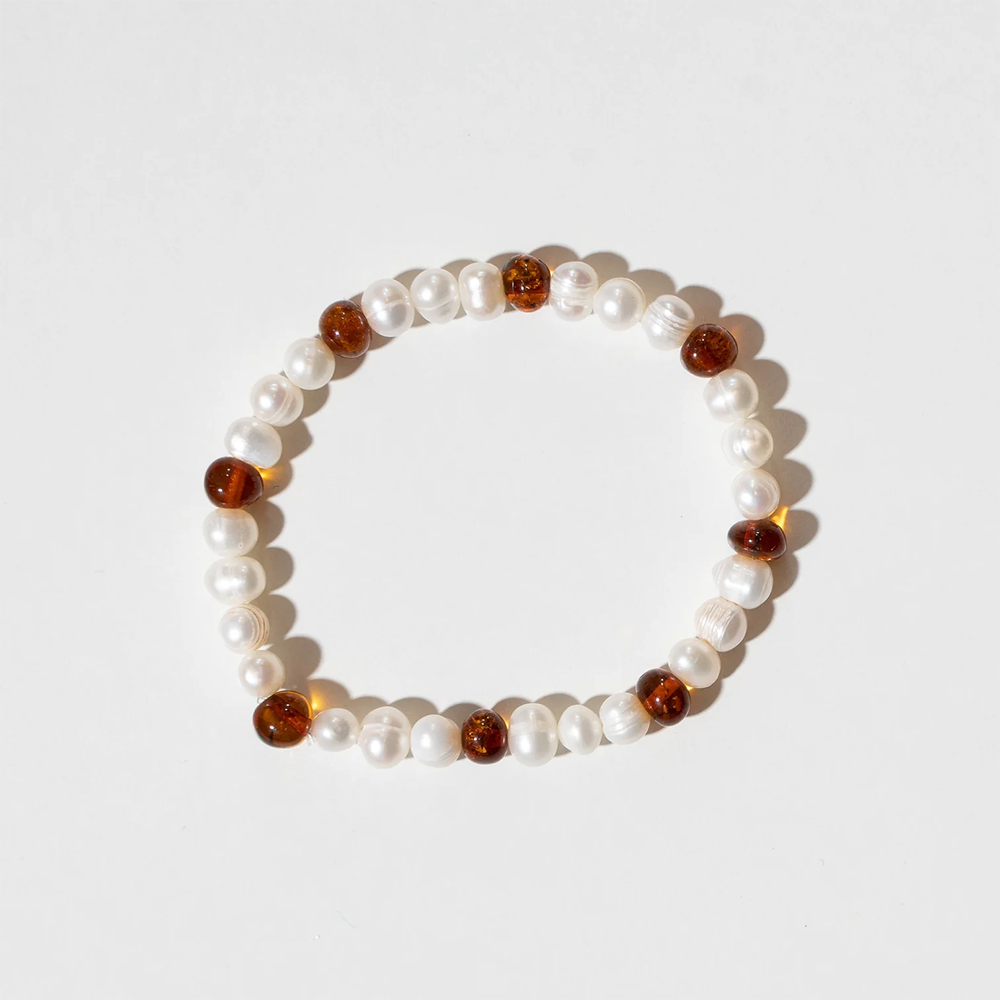 Bracelet Nirrimis Bernstein pour adulte Caramel nacré