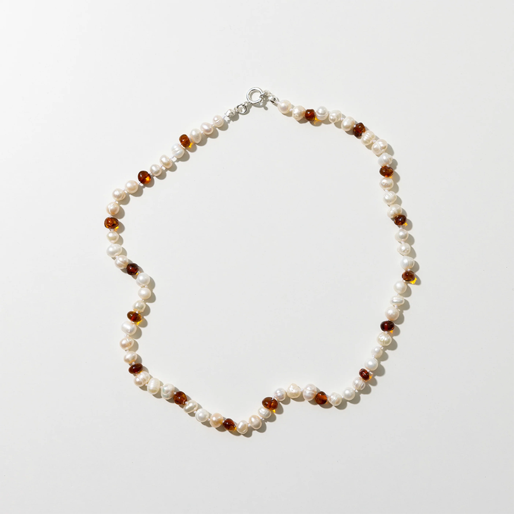 Nirrimis Bernsteinkette für Erwachsene Pearly Caramel