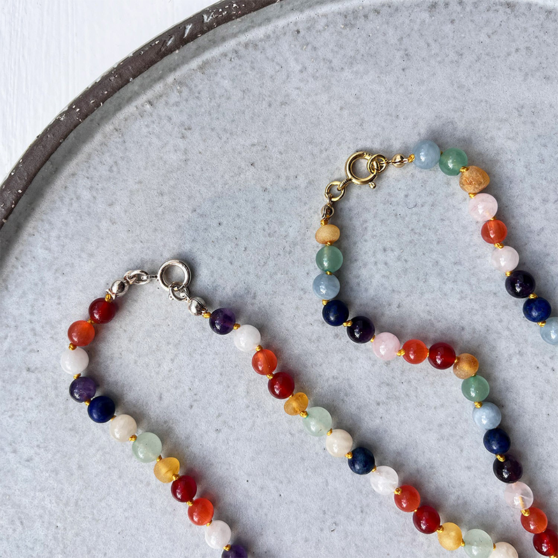 Nirrimis Amber Necklace for Adults Rainbow