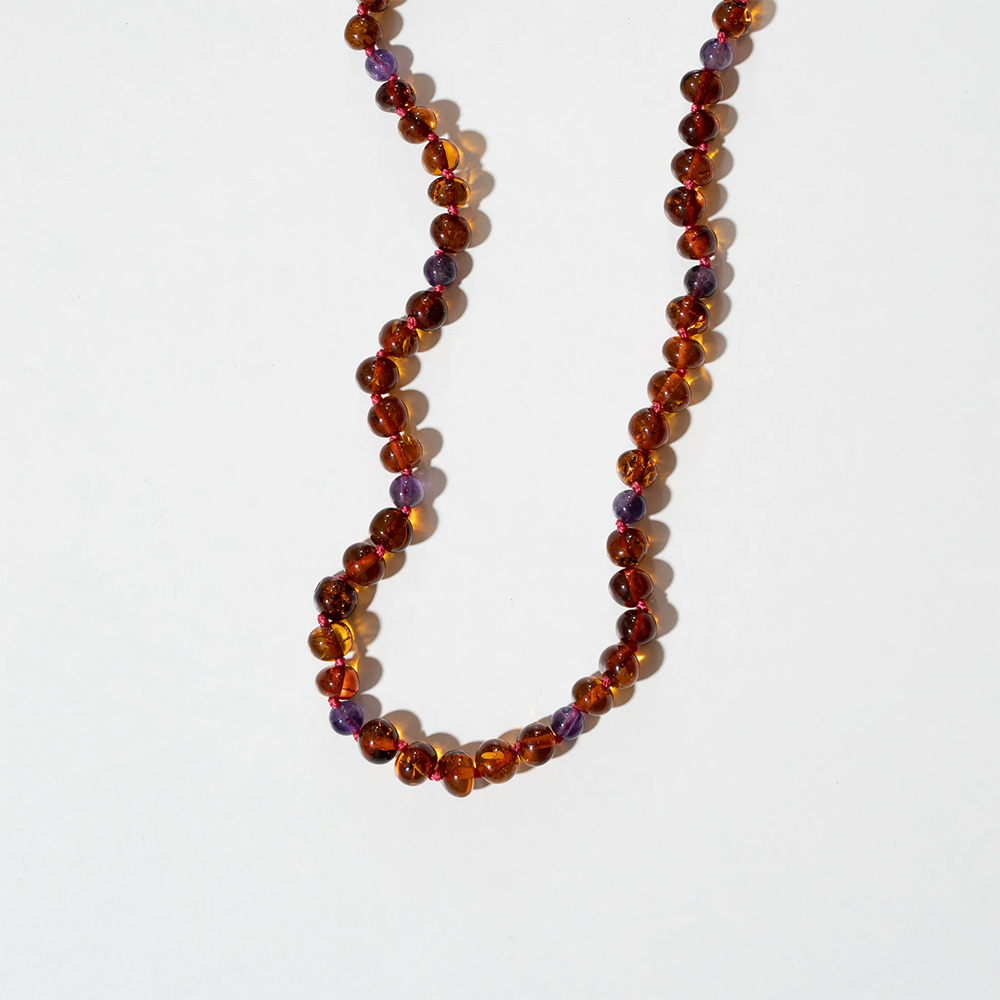Nirrimis Amber Necklace for Adults Amethyst